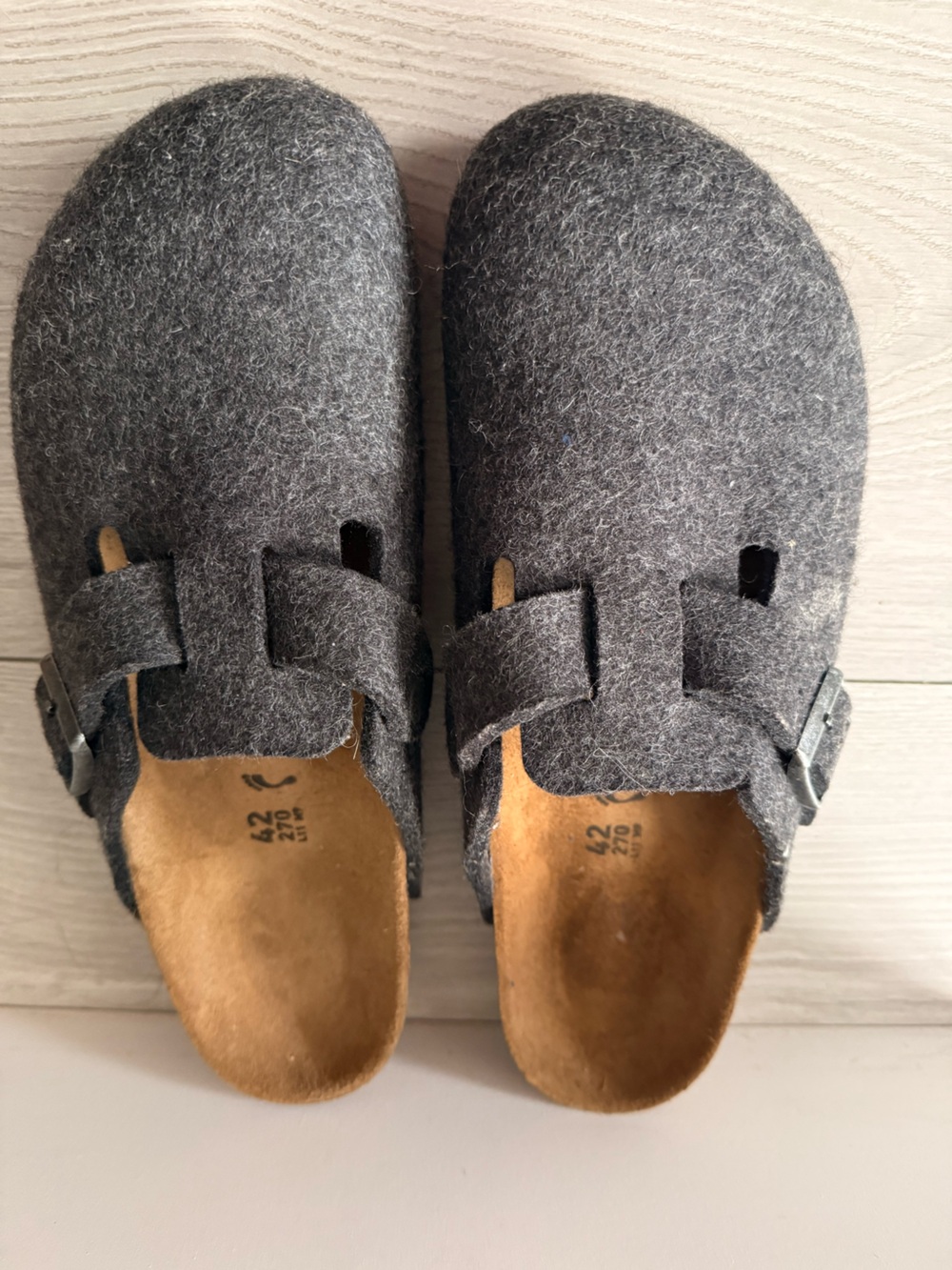 Birkenstock Boston Wool Felt Clogs Charcoal Grey – EU 42